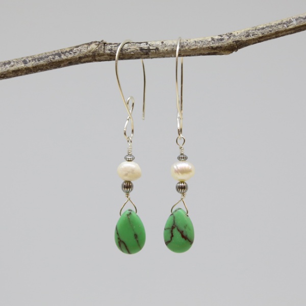 Michele's Wearable Art - Green Magnesite and Pear Drops