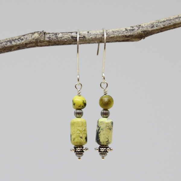Michele's Wearable Art - Yellow Turquoise Dangles