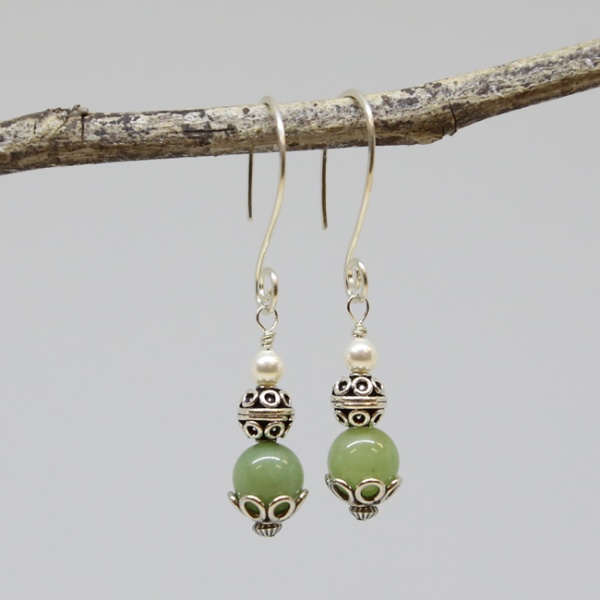 Michele's Wearable Art - Green Aventurine Earrings