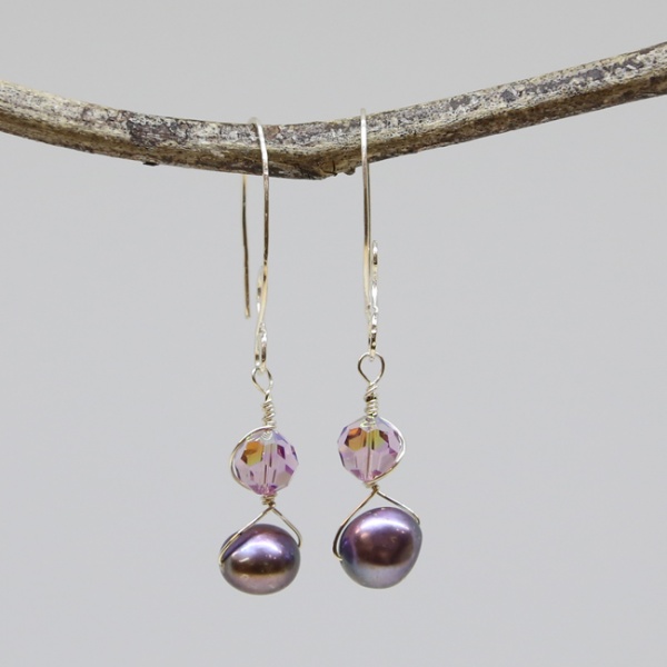 Elegant Michele's Wearable Art - Pearl and Crystal Dangles