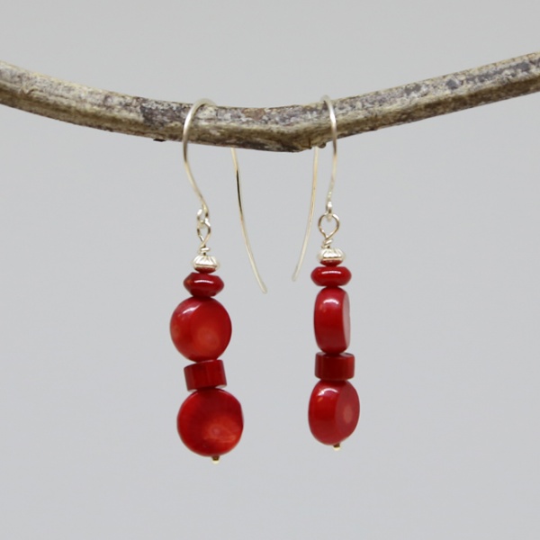 Michele's Wearable Art - Red Coral Earrings