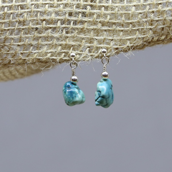 Michele's Wearable Art - Turquoise Nugget Ear Studs