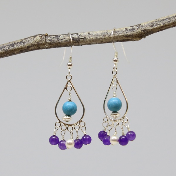 Michele's Wearable Art - Amethyst, Pear and Turquoise Magnesite