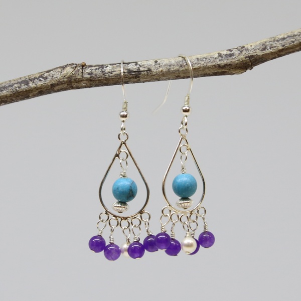 Michele's Wearable Art - Amethyst, Pear and Turquoise Magnesite